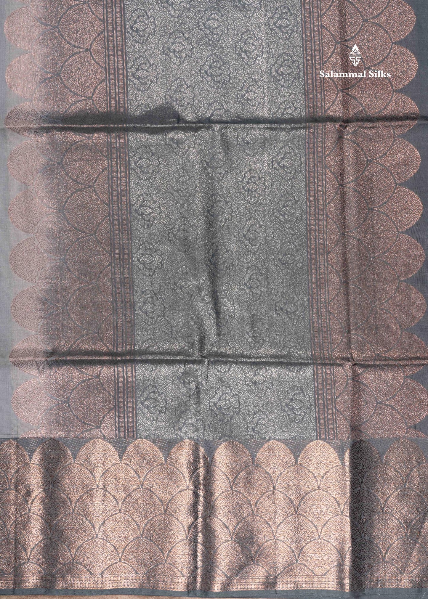 Pure Kanjivaram Light Grey Colour Soft Silk Saree With Copper Zari Border