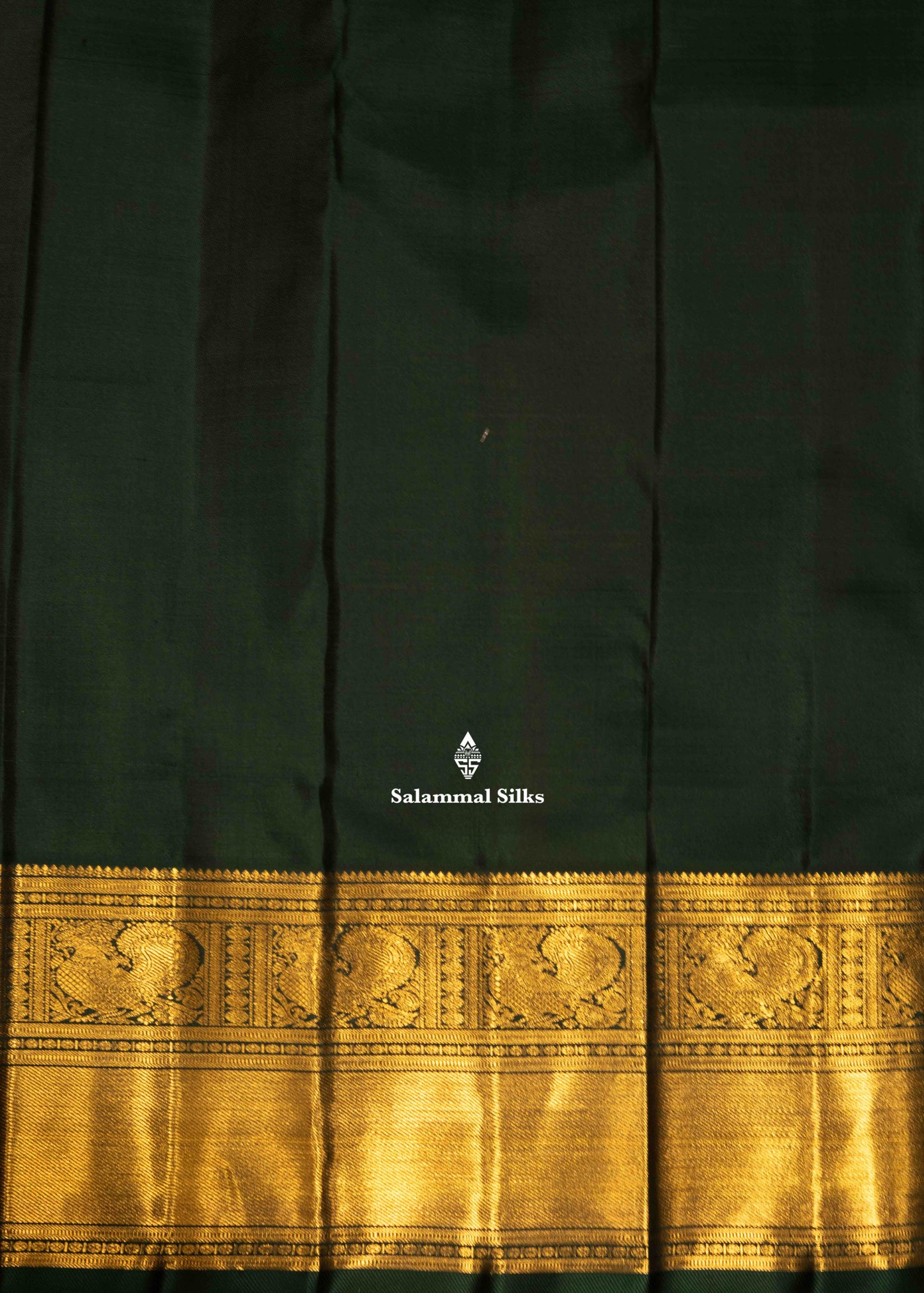 Bottle Green Colour Kanjivaram 2G Zari Pure Silk Saree With Traditional Border