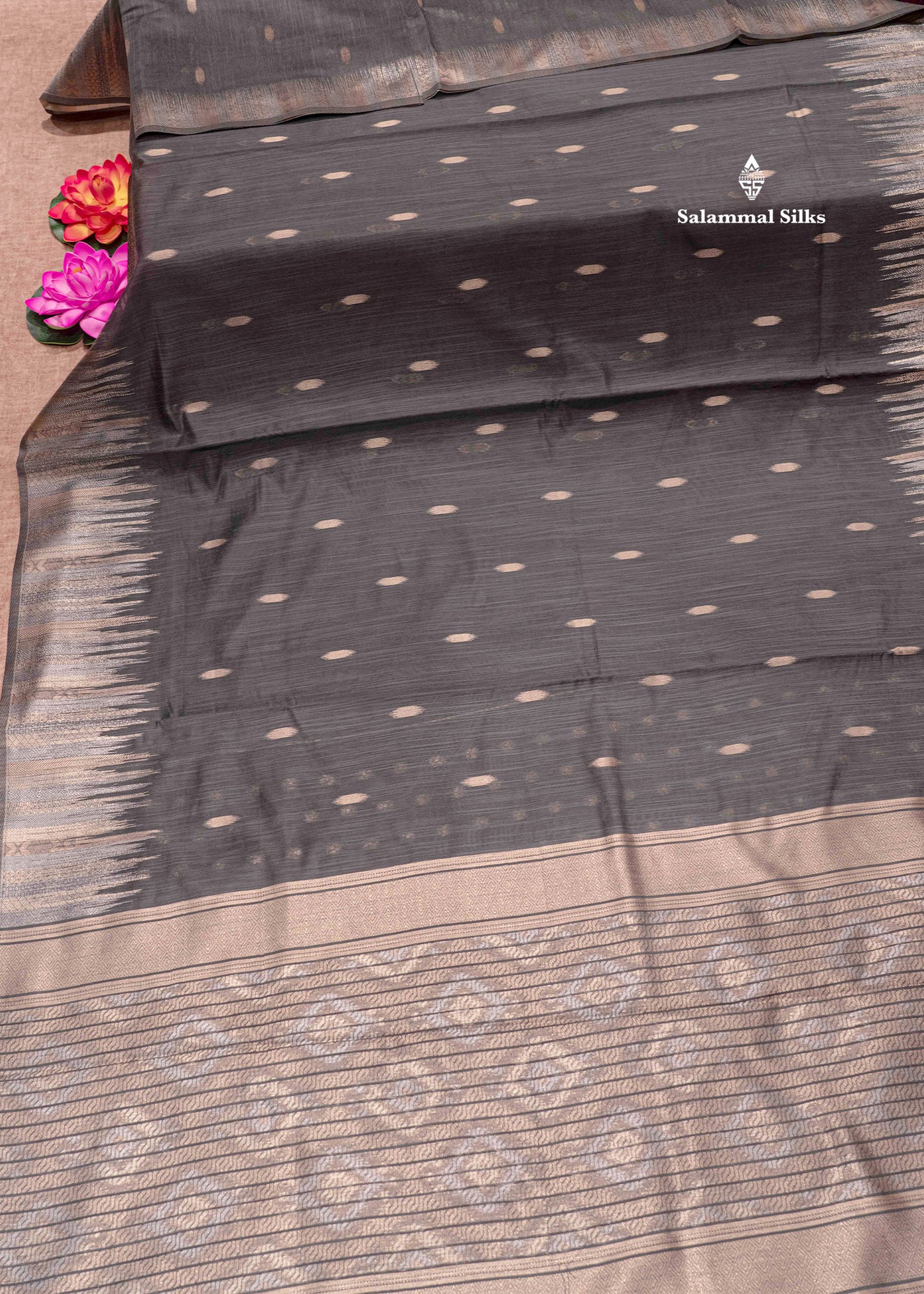 Navy Blue Colour Cotton Mix Saree With Fancy Border