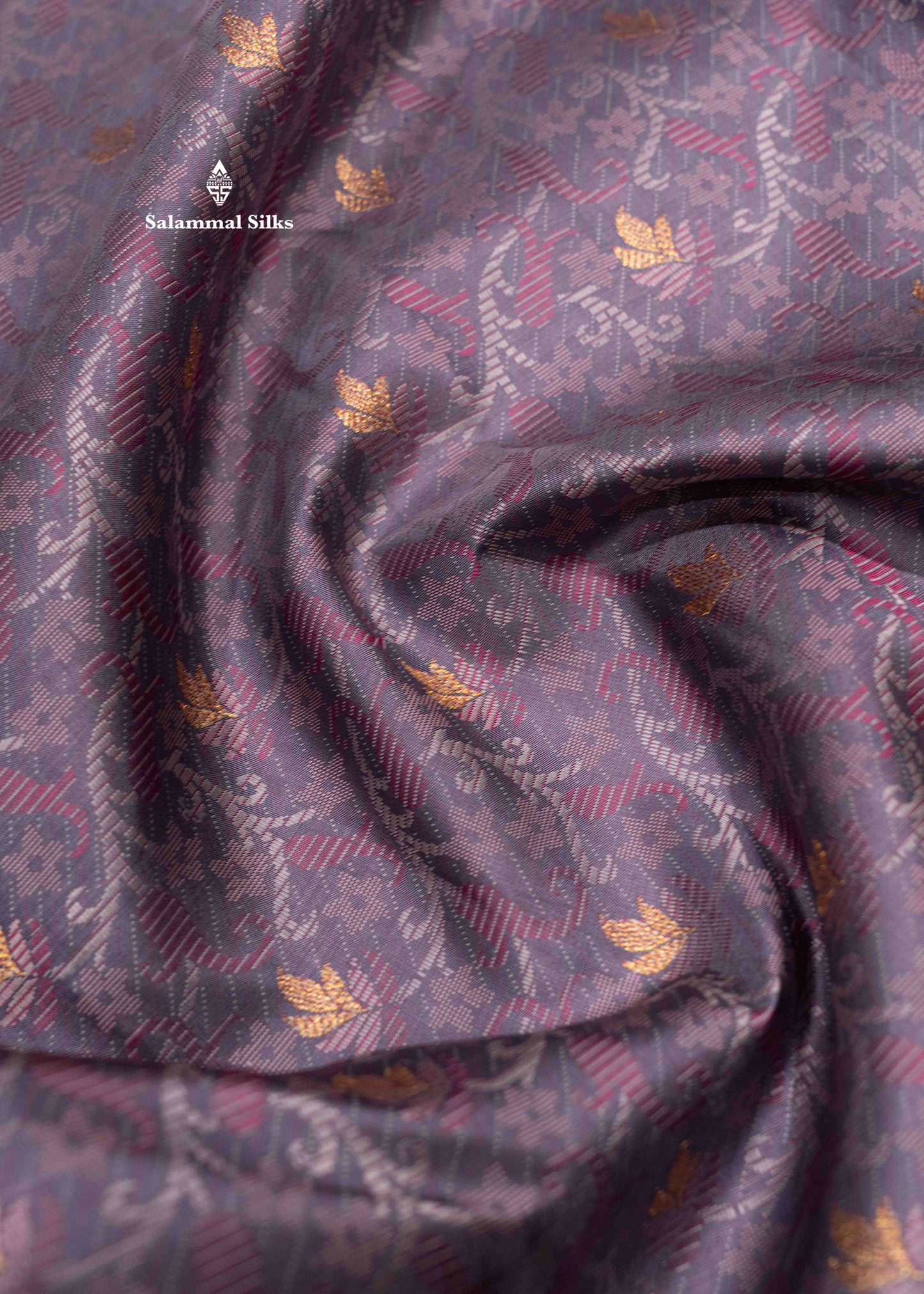Bluish Grey Colour Kanjivaram Pure Silk Saree With Gold Zari Border