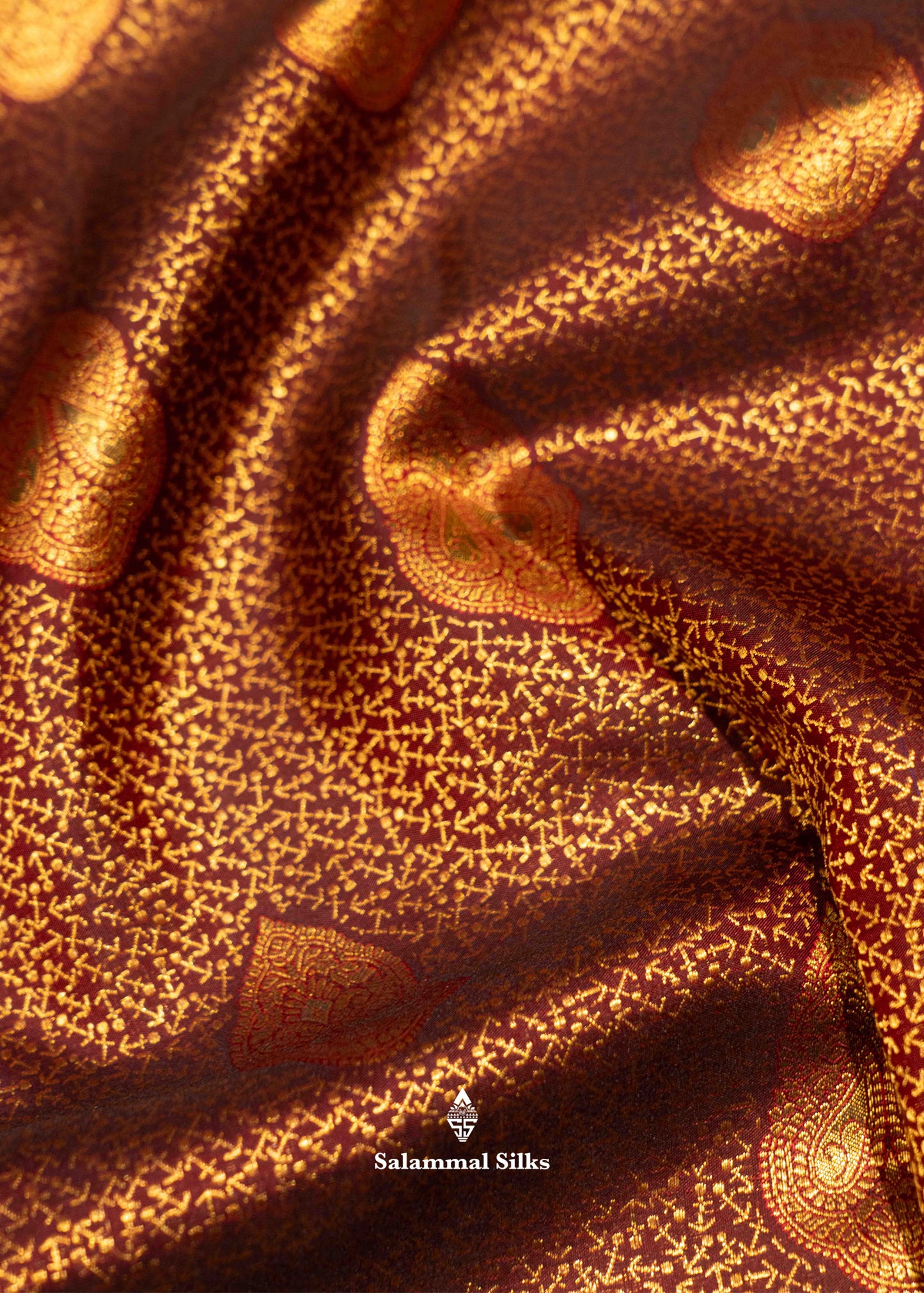 Dark Brown Colour Kanjivaram Pure Silk Saree with Gold Zari Border