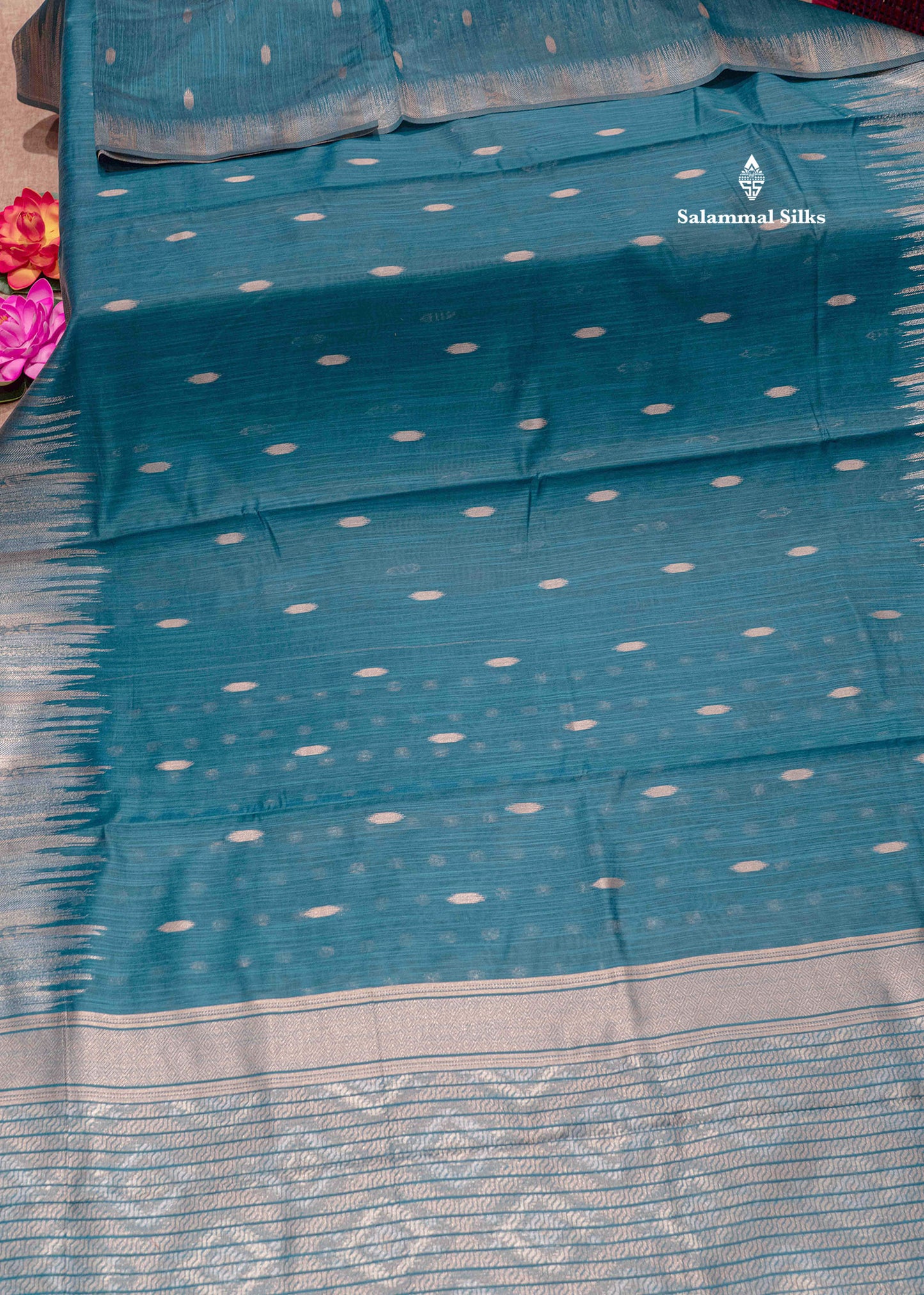 Navy Blue Colour Cotton Mix Saree With Fancy Border