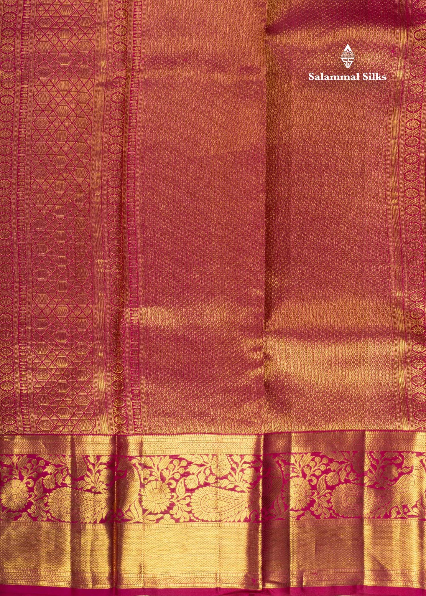 Pure Kanjivaram Magenta Pink Colour Silk Saree With Gold Zari Border
