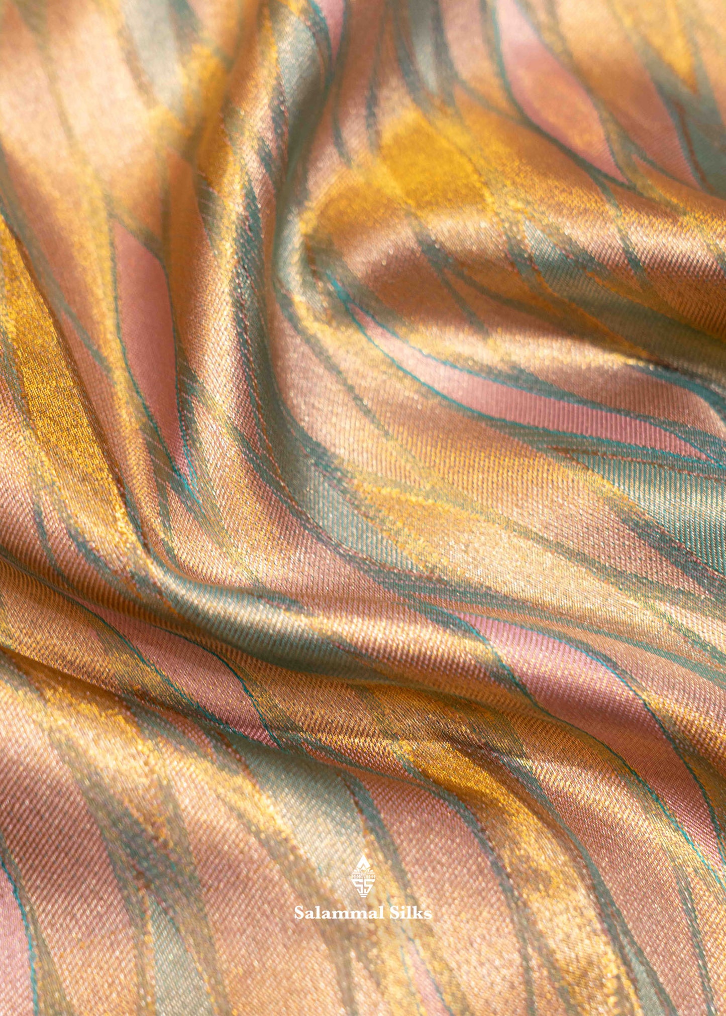 Multicolor Kanjivaram Pure Tissue Silk Saree with Baby Pink Border