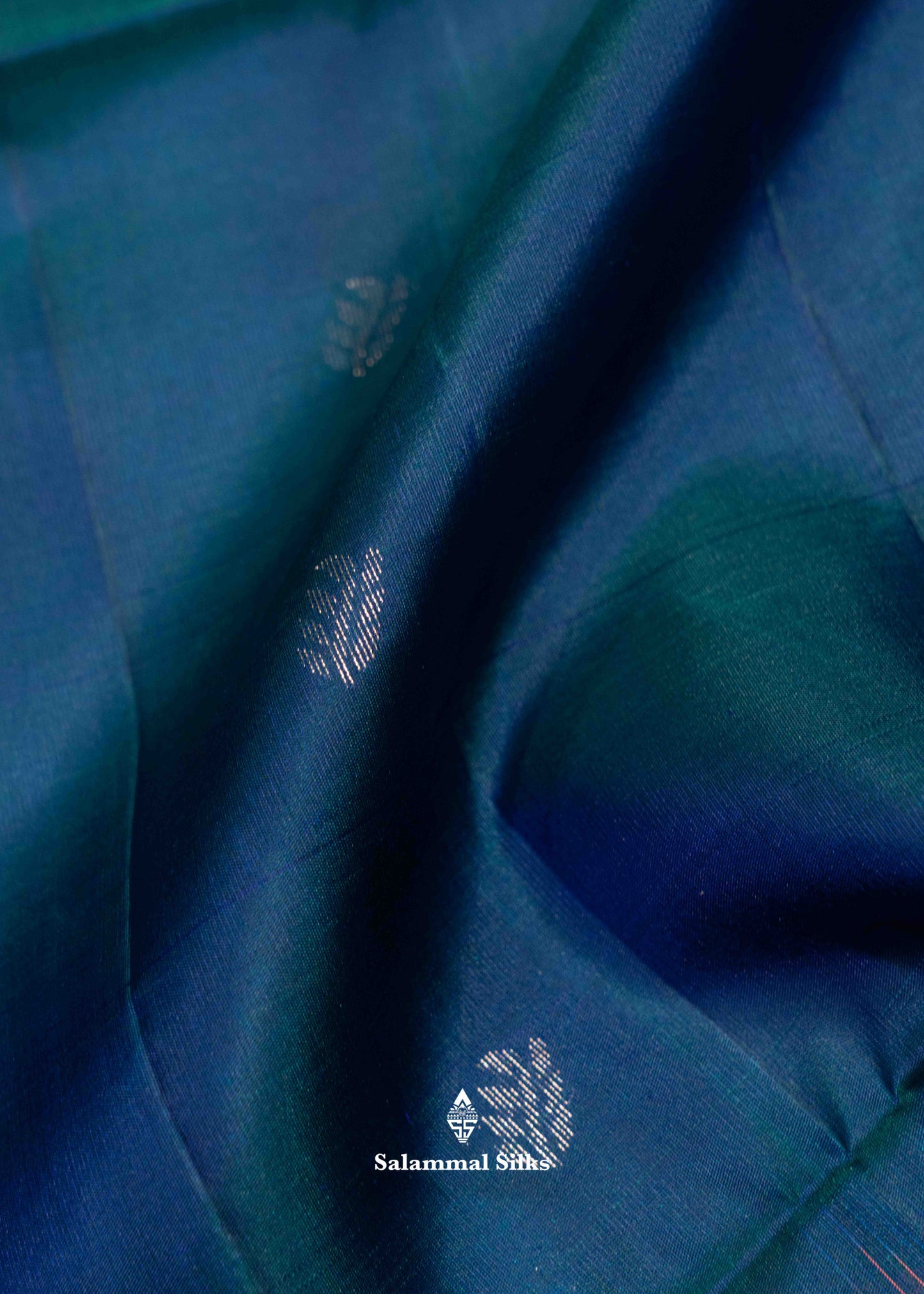 Peacock Blue Pure Kanjivaram Soft Silk Saree With Silver Zari Fancy Border