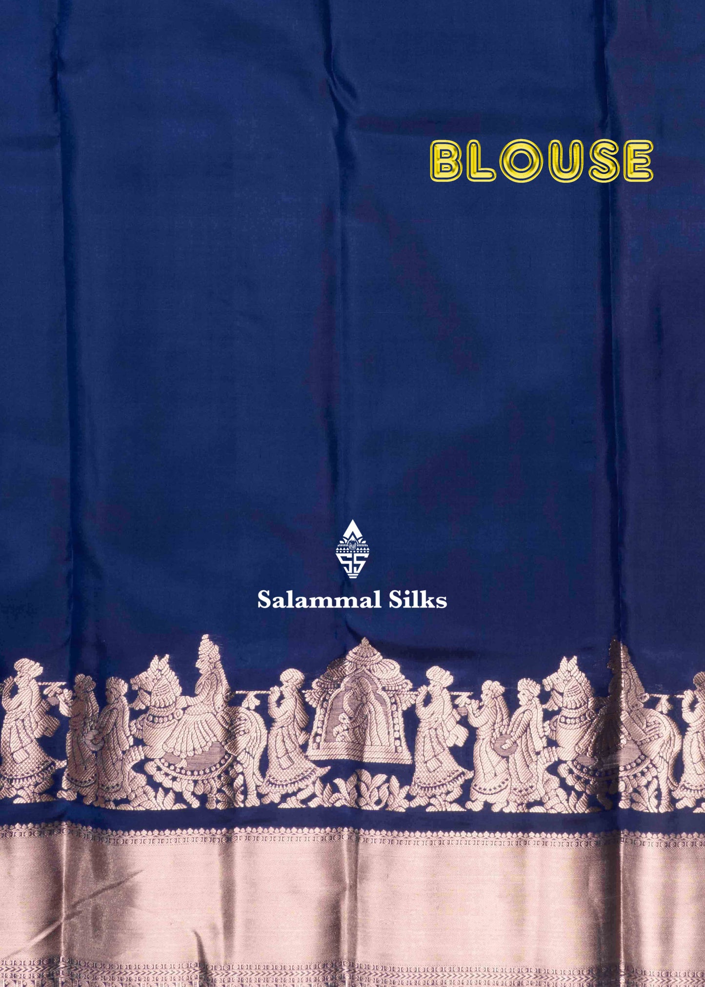 Navy Blue Pure Kanjivaram Silk Saree Pallakku and Fancy Border and with Blouse