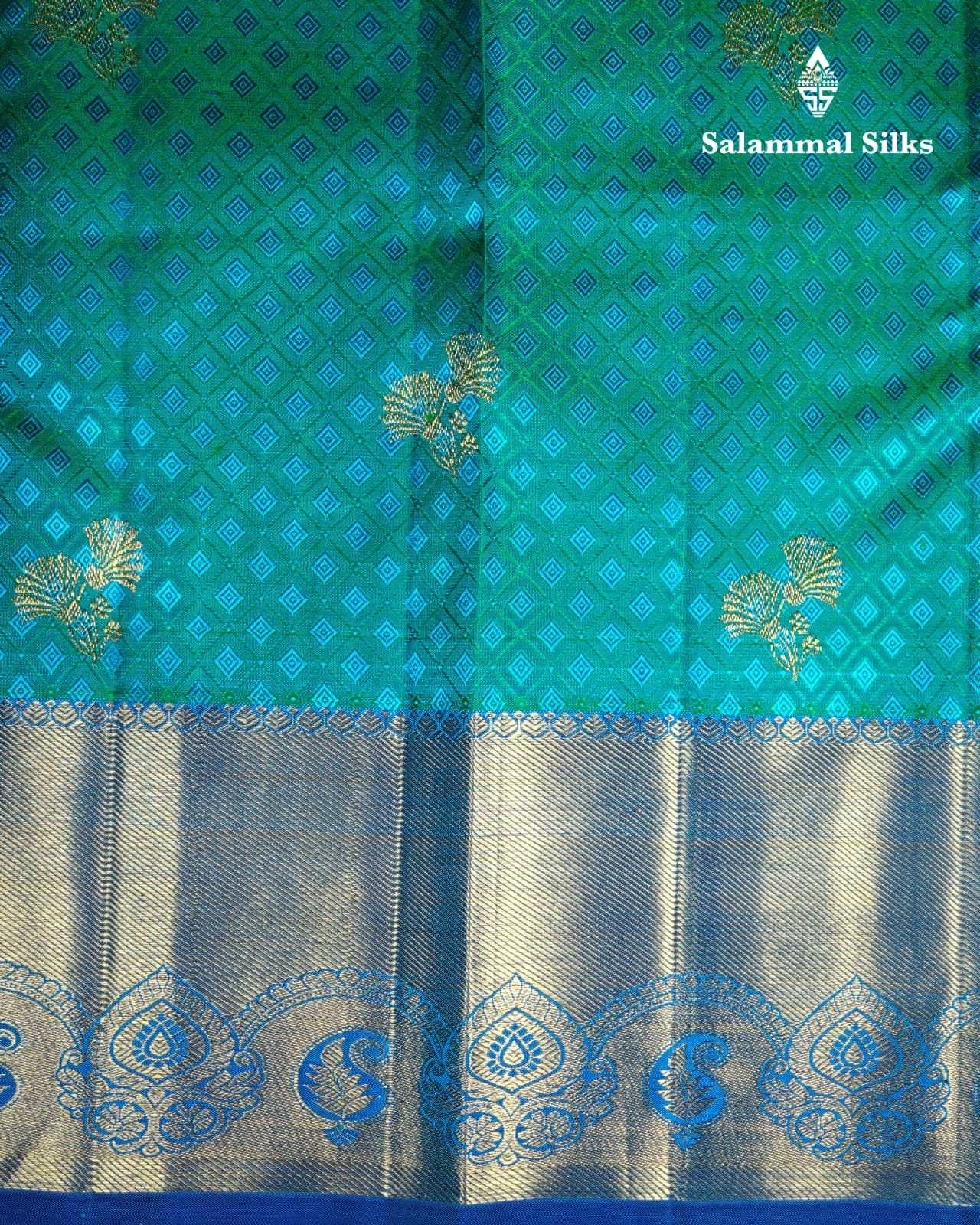Pure Zari Sapphire Blue Kanjivaram Pure Silk Saree