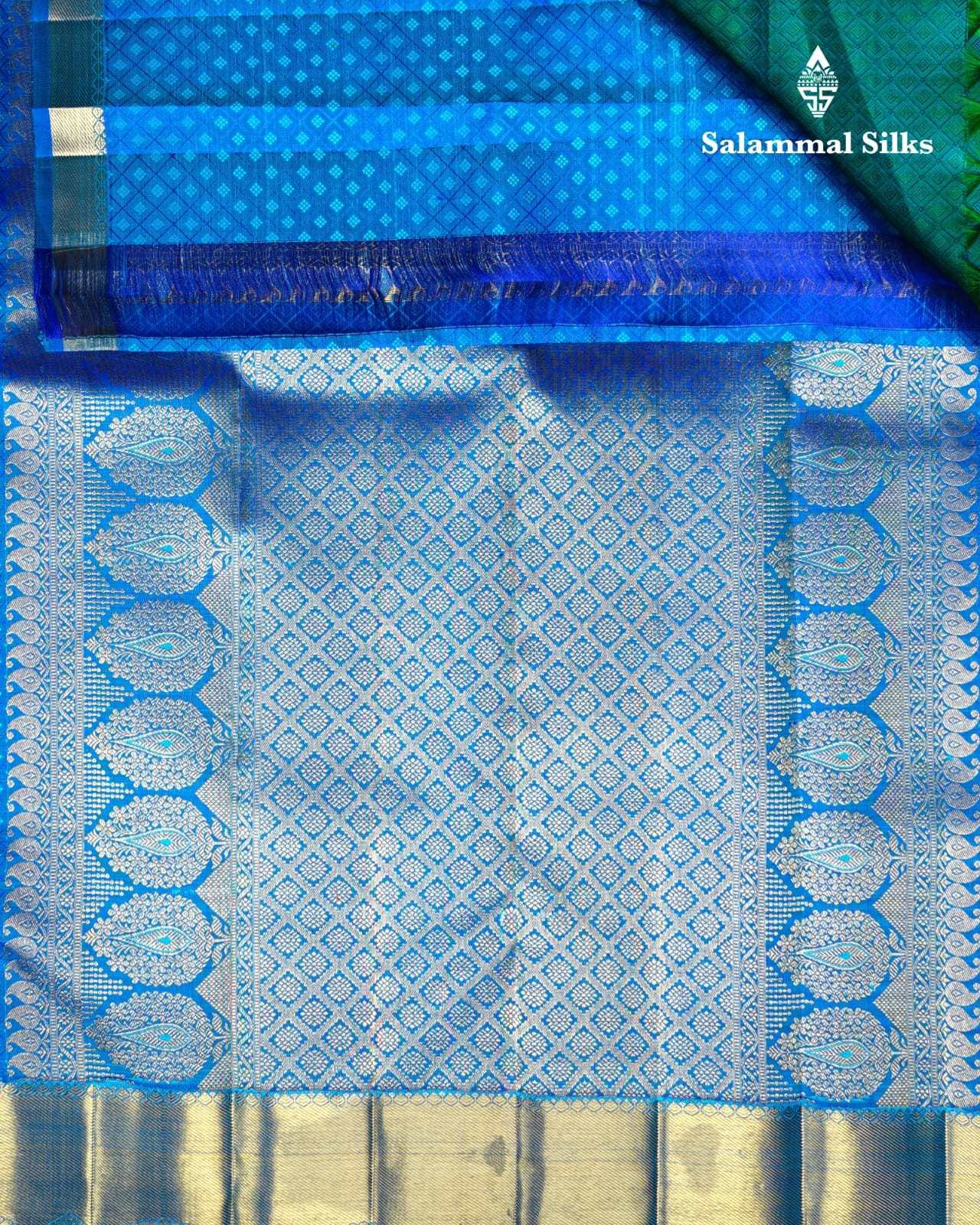 Pure Zari Sapphire Blue Kanjivaram Pure Silk Saree