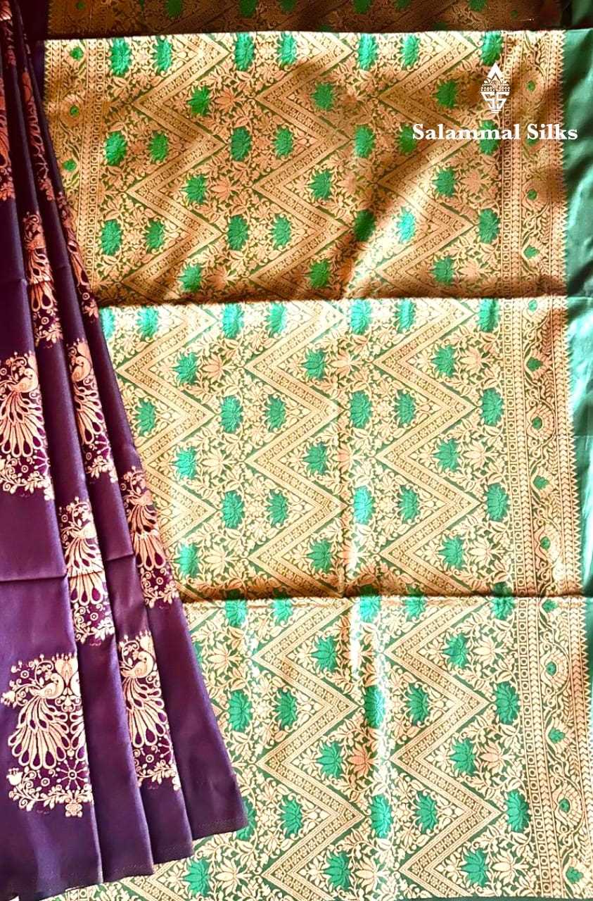 Dark Brown Semi Soft Silks Saree without Border