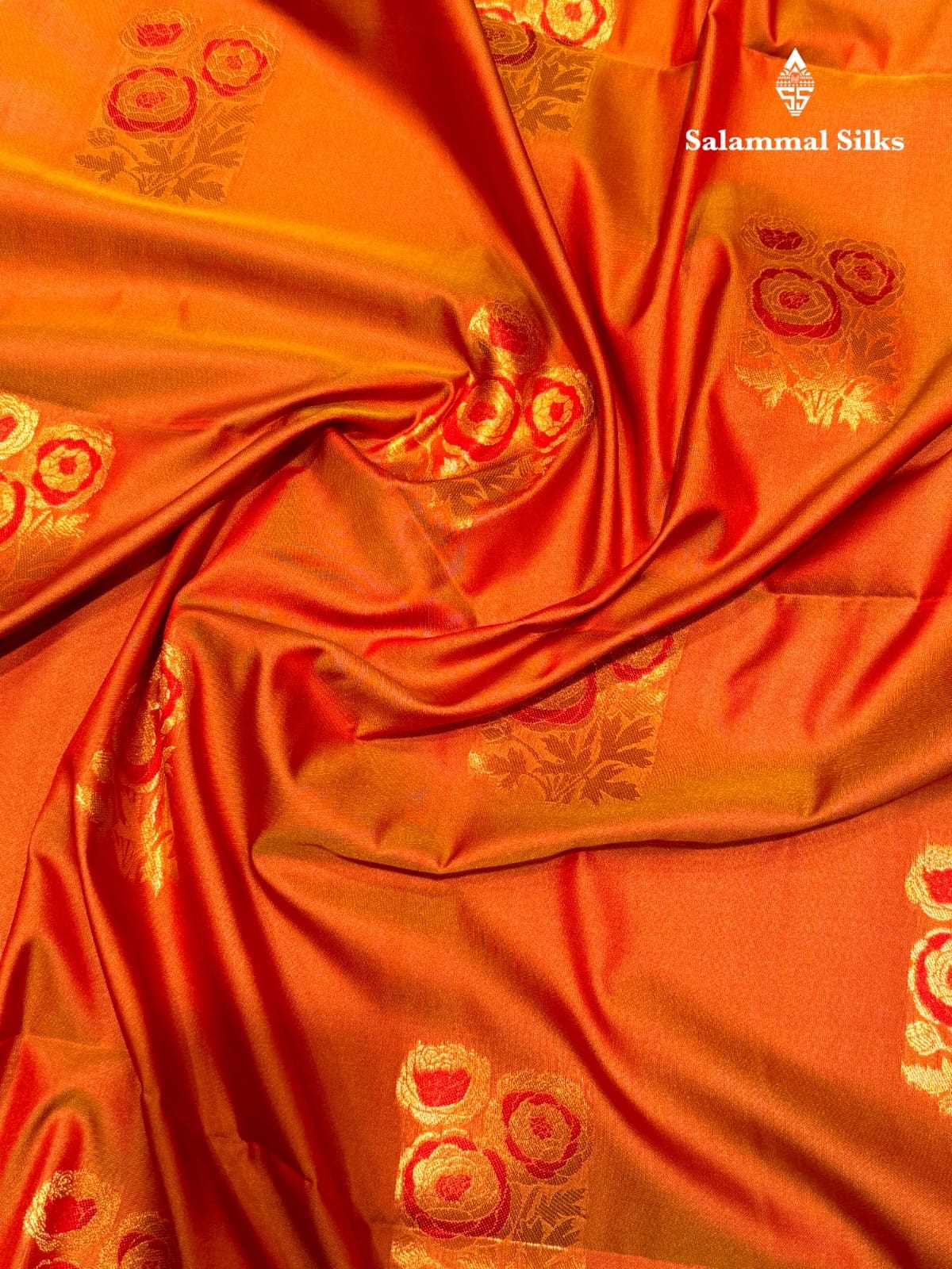 Orange Shade Semi Soft Silks Saree without Border