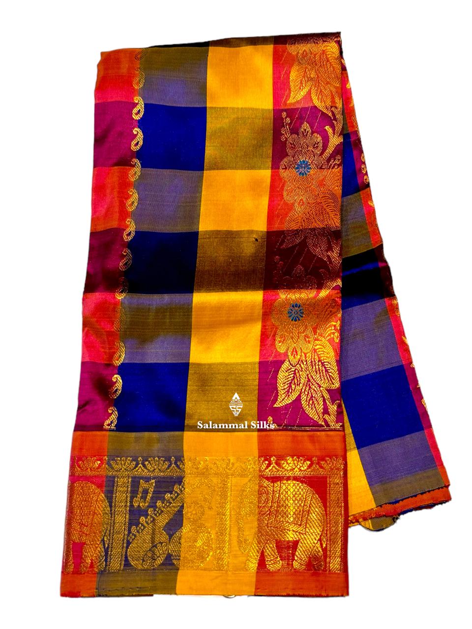 Pure Silk Pattu Pavadai (Palum Pazham Checks ) With Pink Shade Blouse 27"