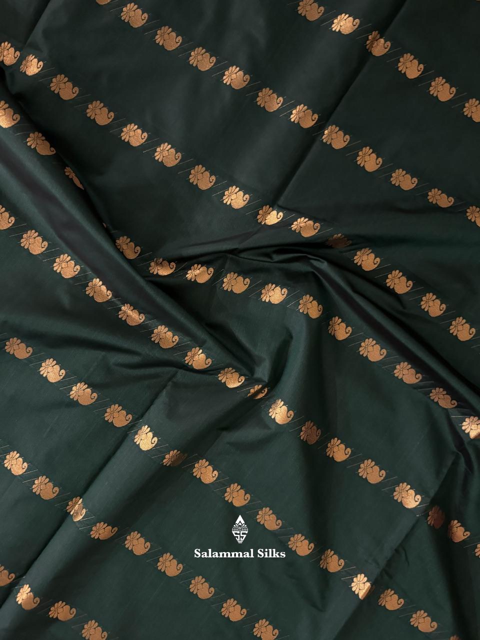 Bottle Green Semi Soft Silk Saree With Magenta Border