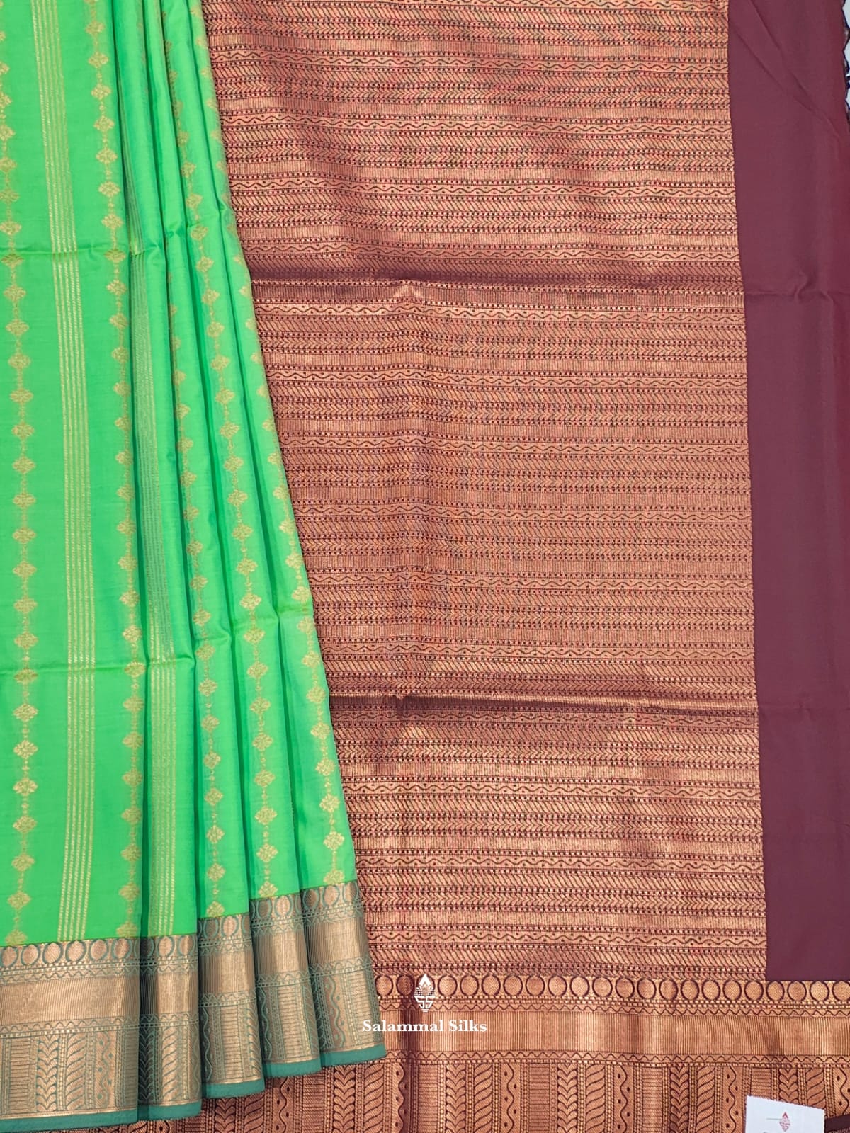 Sapphire Green Semi Soft Silk Saree With Copper Border