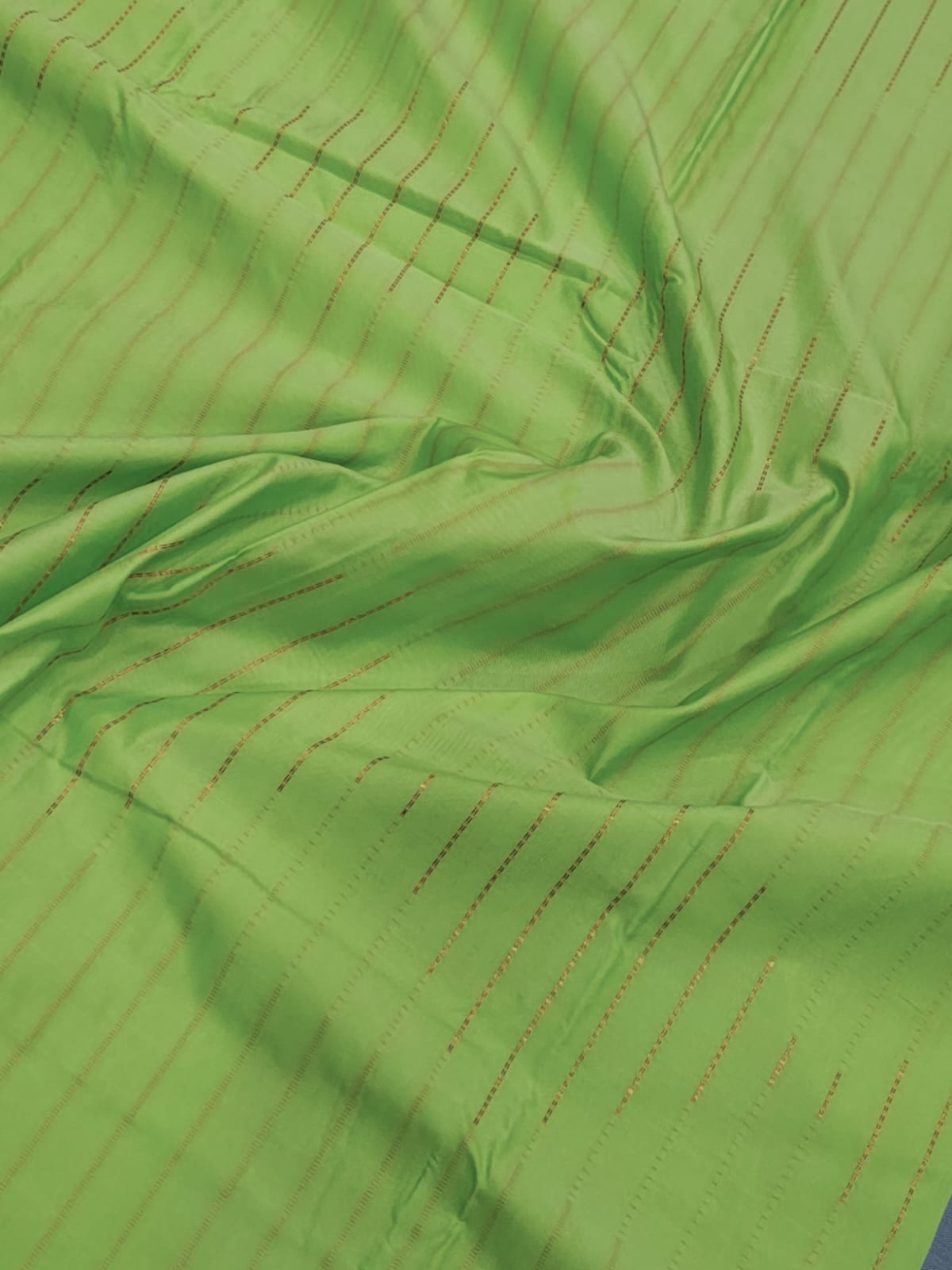 Parrot Green Arani Semi Silk Saree WithBlue Sade Blouse