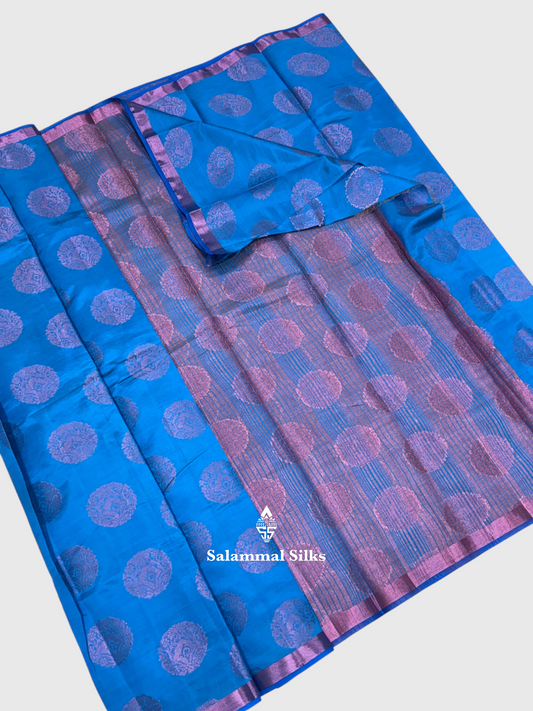 Ramar Blue Beautiful Light Weight Fancy Saree With Blouse