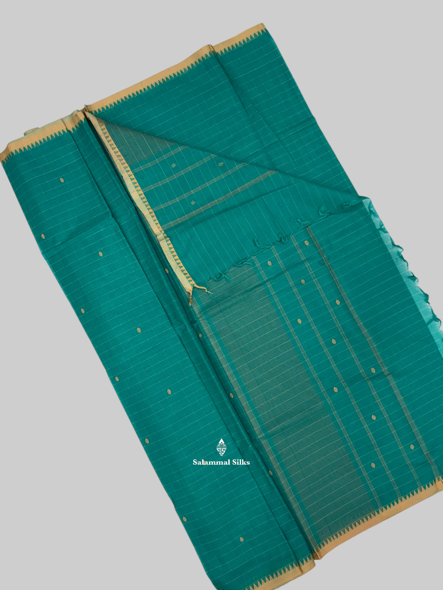 Black Checks Beautiful Pure Cotton Thread Work Buttas With Small Temple Border