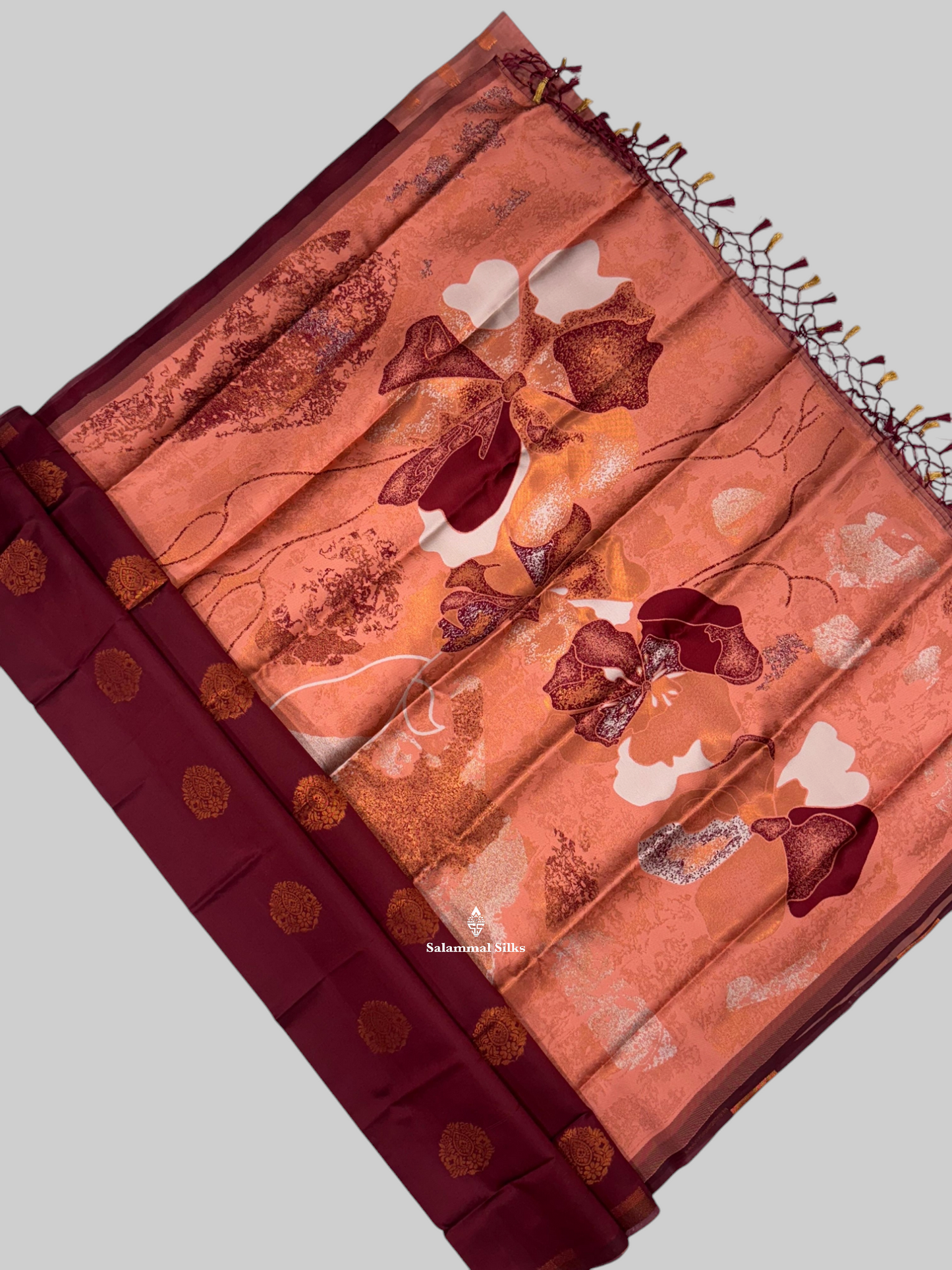 Maroon Semi Soft Silk Saree Without Border With Fancy Pallu