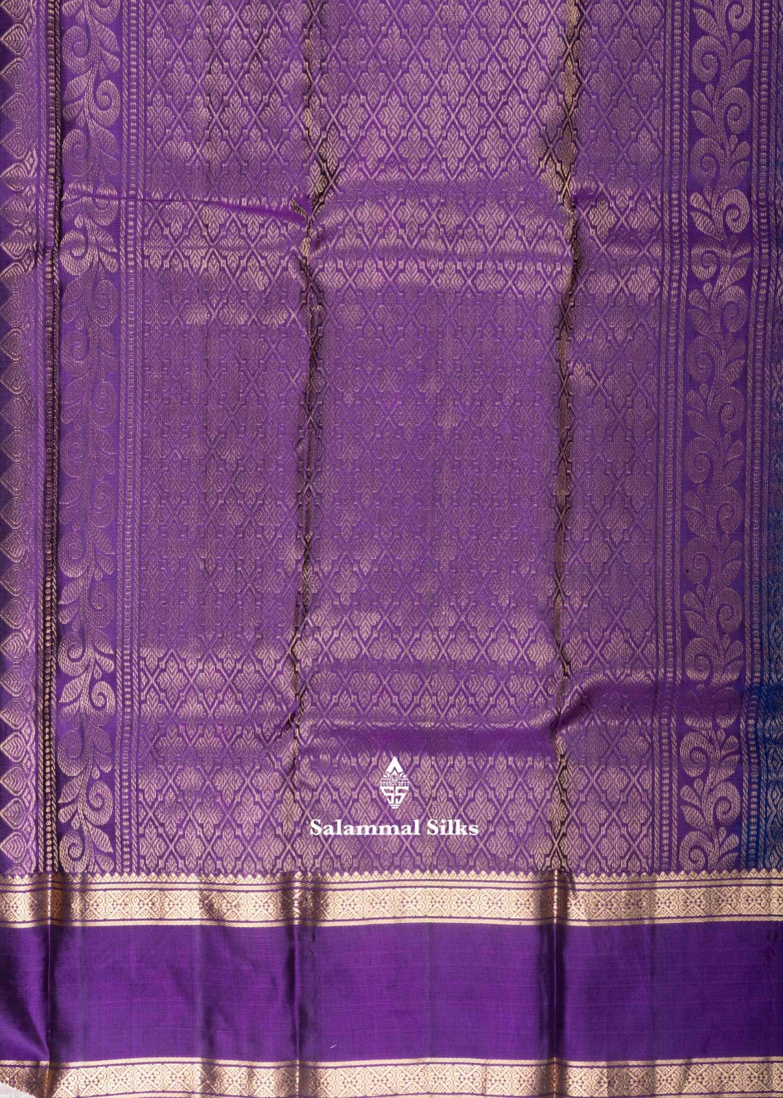 Kanjivaram Navy Blue Pure Silk Saree With Violet Blouse