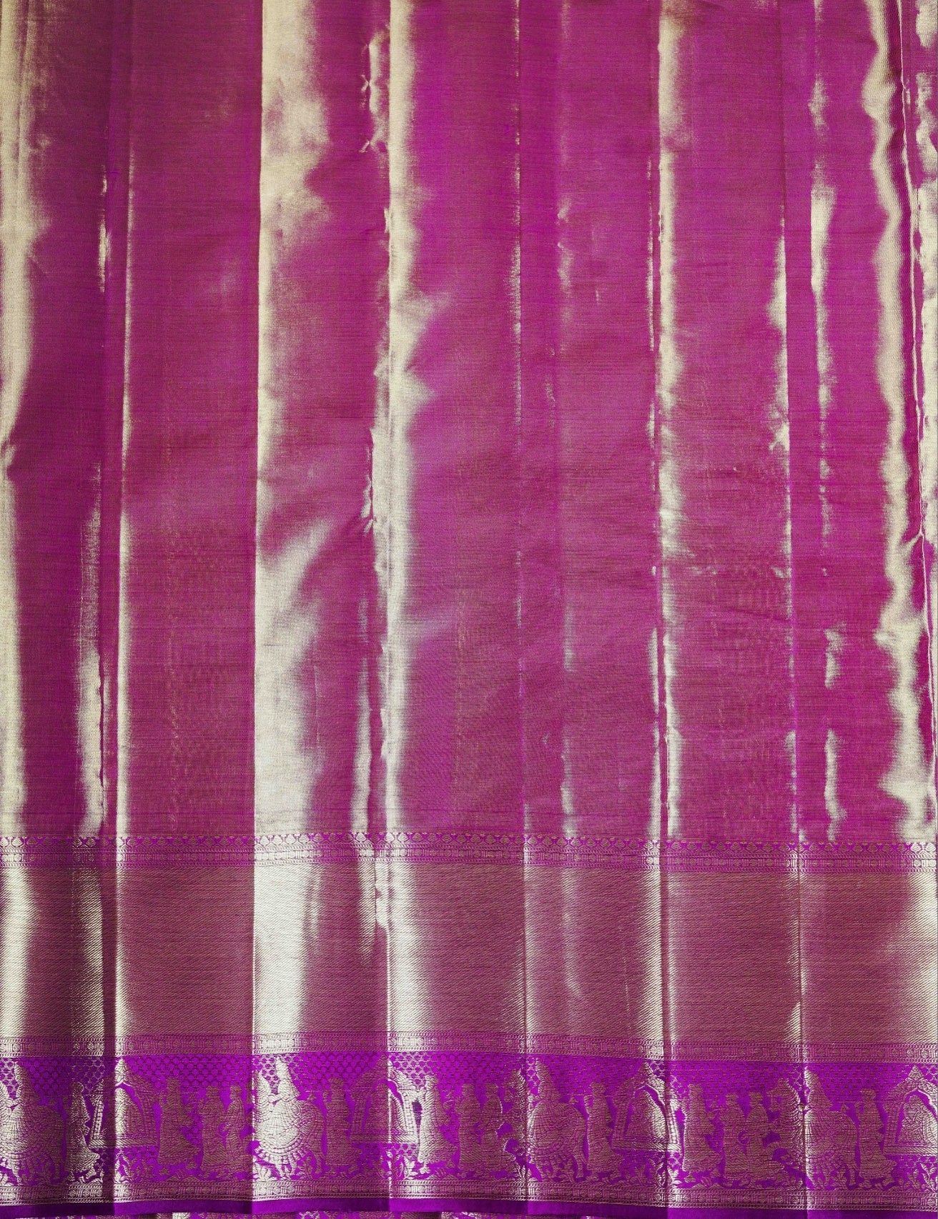 Kanjivaram Baby Pink Tissue Pure Silk Saree With violet Pallakku Border