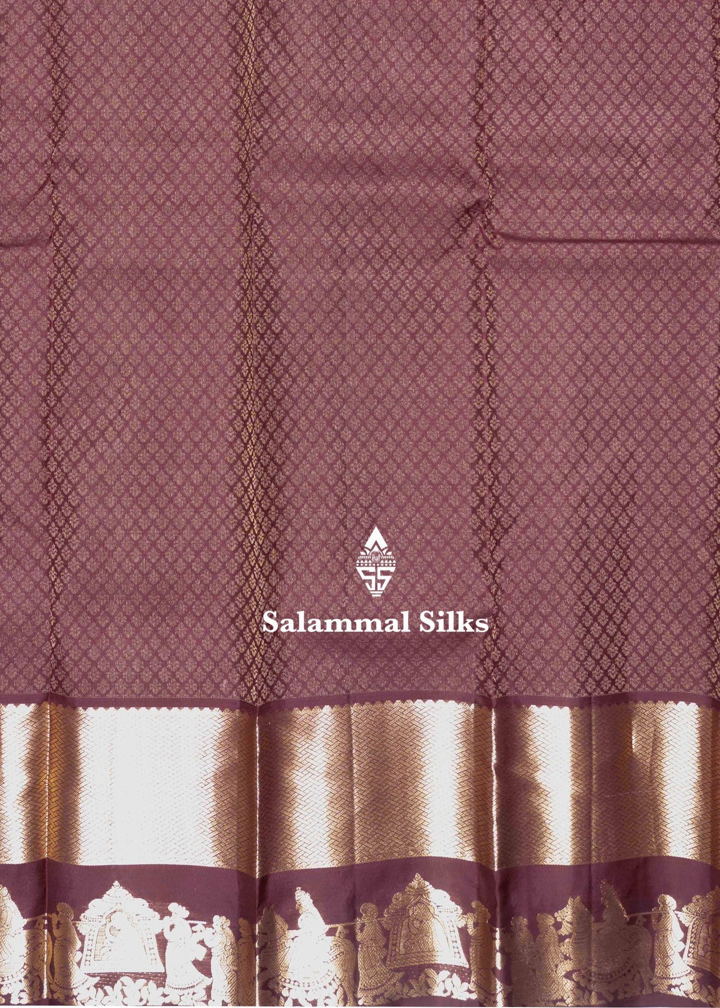 Brown Color Pure Kanjivaram Silk Saree with Emboss body, Pallakku Border & Blouse