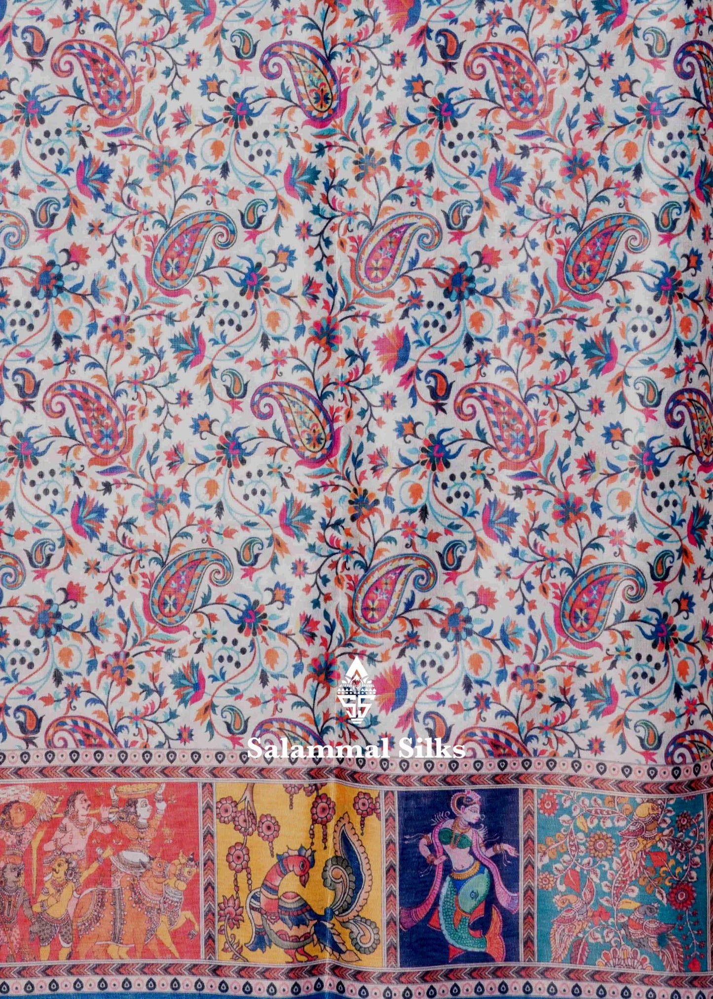 Cream Colour Beautiful Kalamkari Tissue Fancy Saree With Blouse