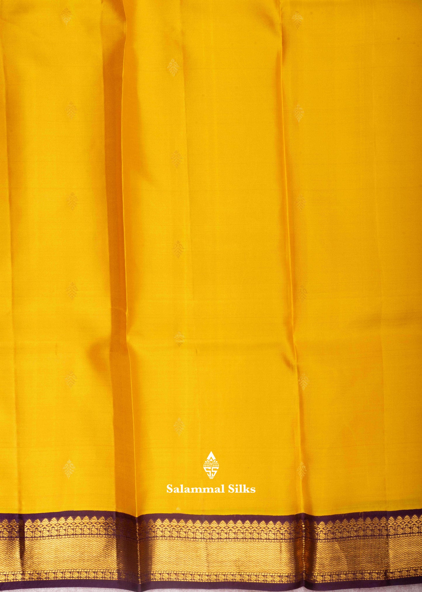 Kanjivaram Yellow Pure Silk Saree With Dark Violet Border