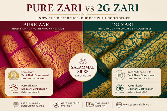 Pure Zari vs 2G Zari Kanjivaram Sarees – What’s the Difference?