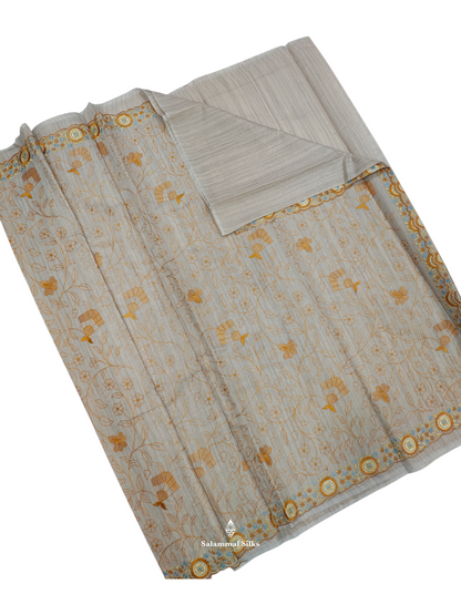 Grey Fancy Saree With Designer Border
