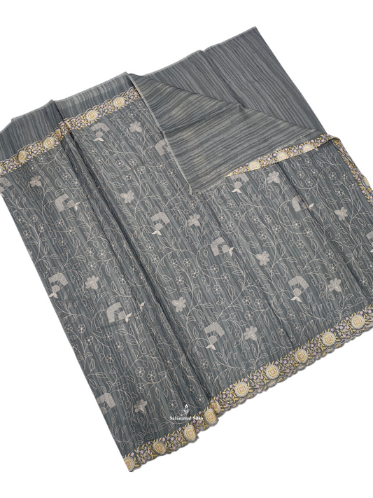 Grey Fancy Saree With Designer Border