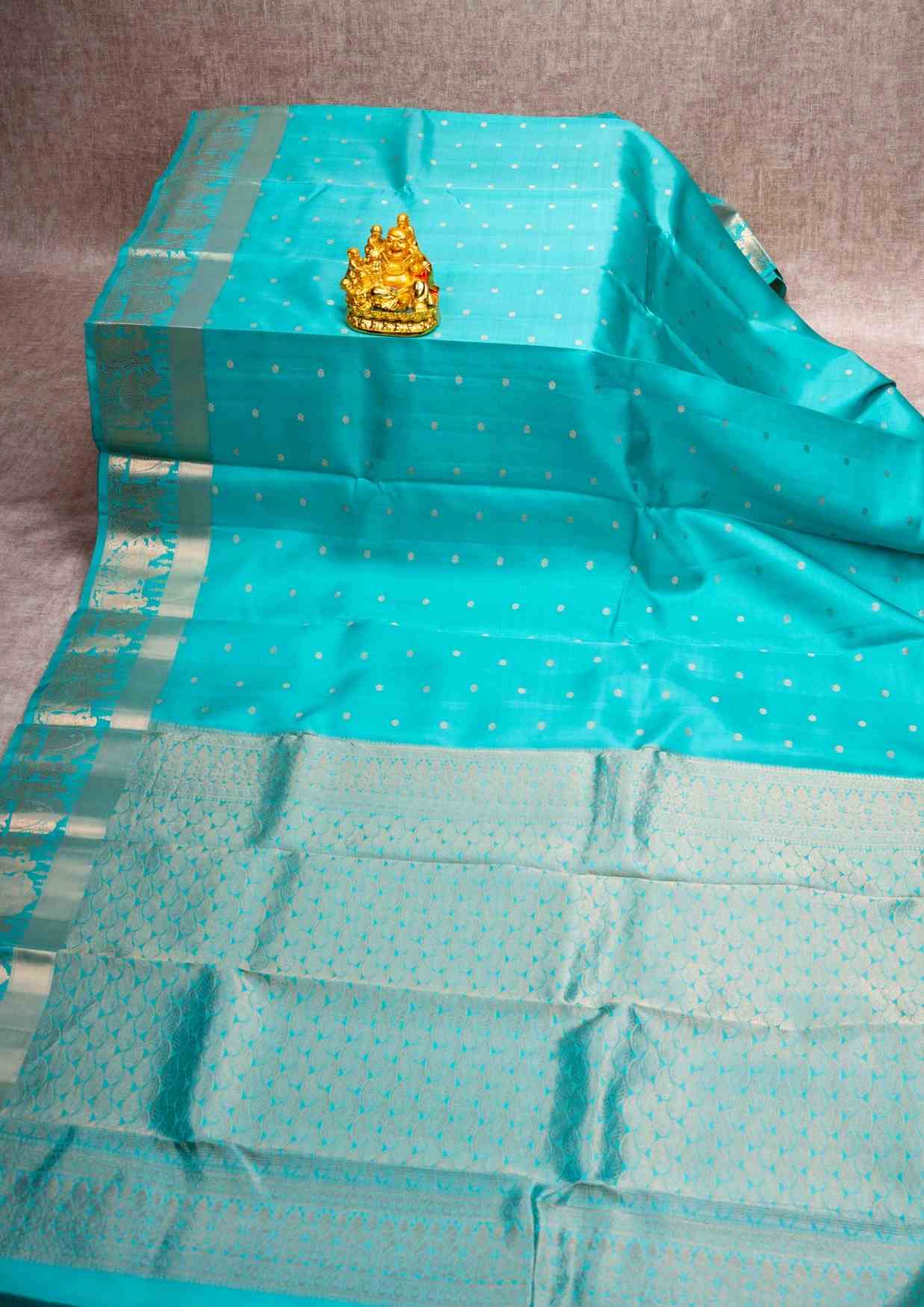 Kanjivaram Pure Silk Saree Sapphire Green With Pallakku Border