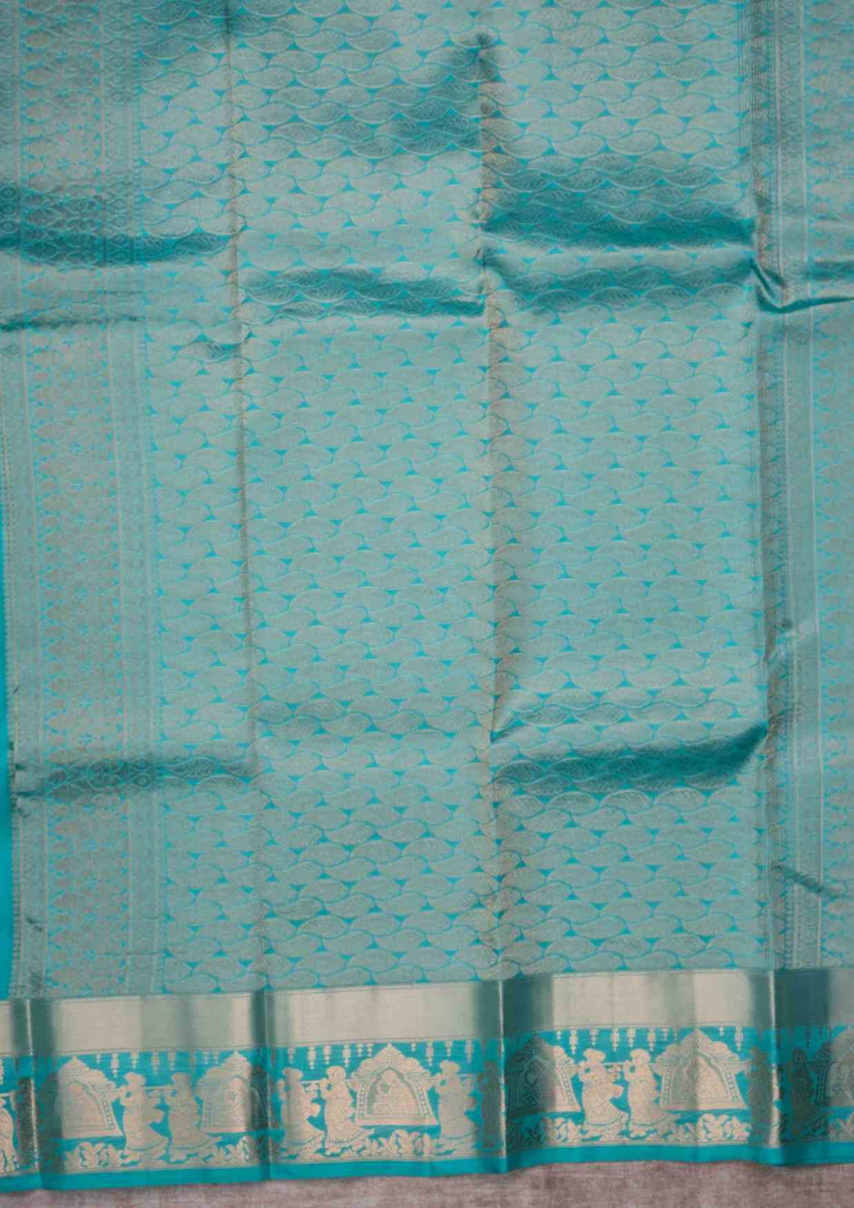 Kanjivaram Pure Silk Saree Sapphire Green With Pallakku Border