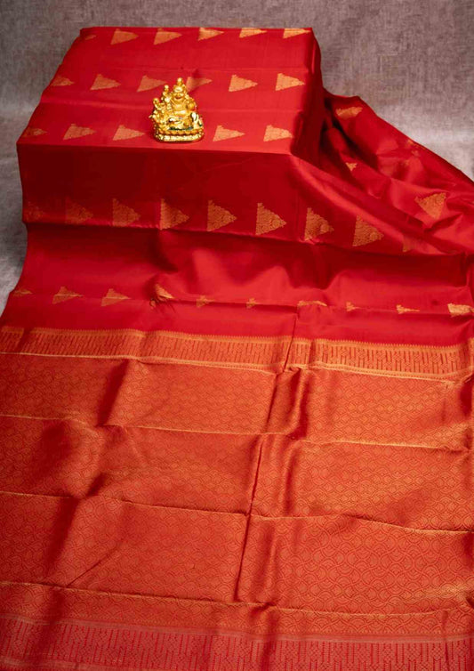 Kanjivaram Pure Silk Saree Red Colour WithOut Fancy Border