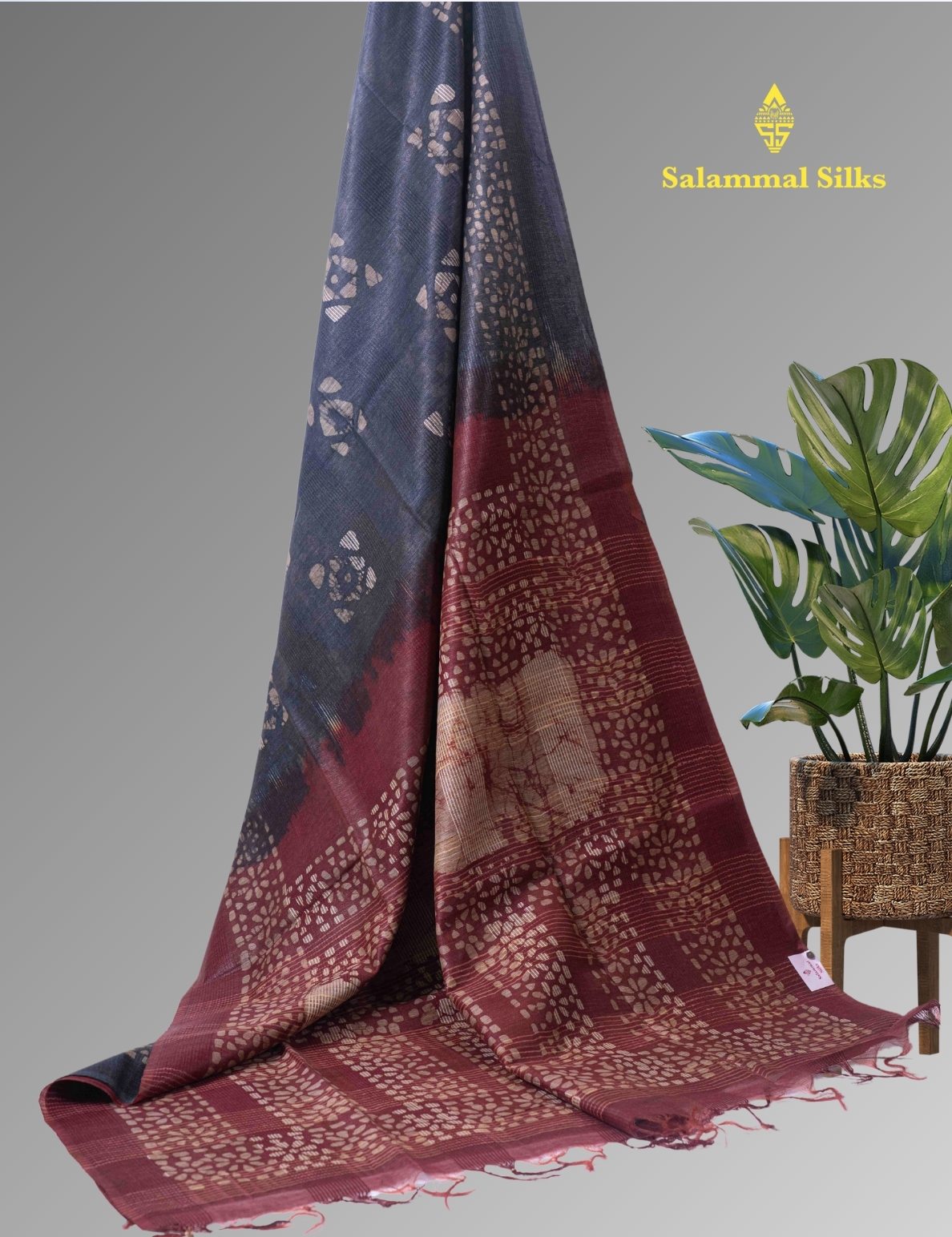 Pure Cotton Printed Saree Grey Colour With Brown Blouse