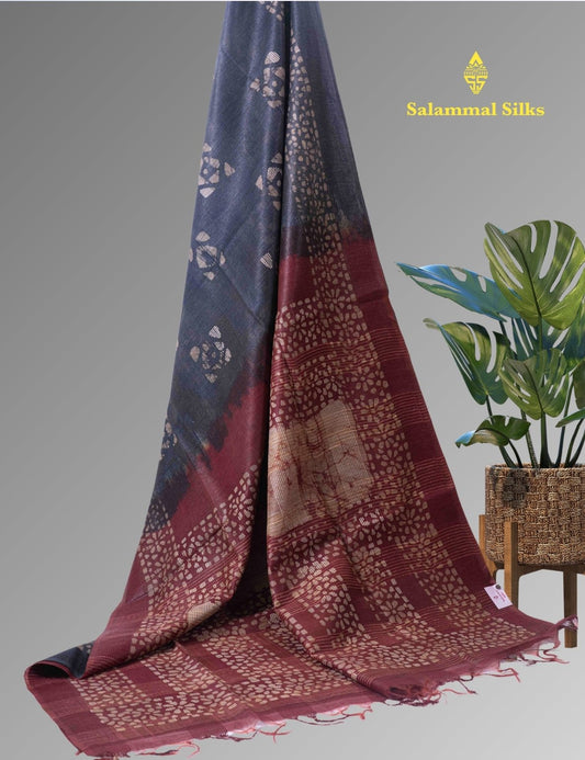 Pure Cotton Printed Saree Grey Colour With Brown Blouse