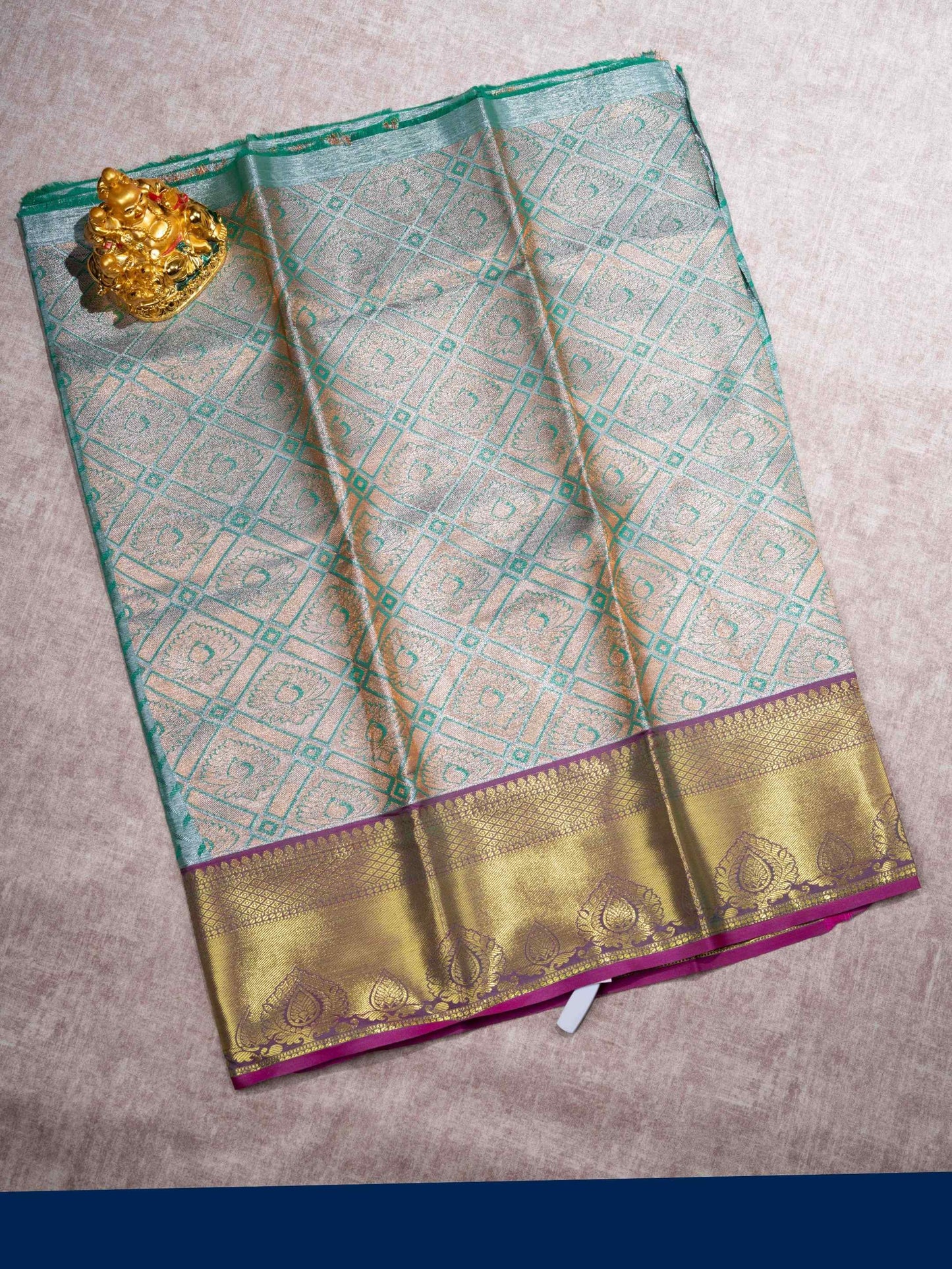Mix Pattu Pavadai (Neon Green Tissue) With Blouse 27"
