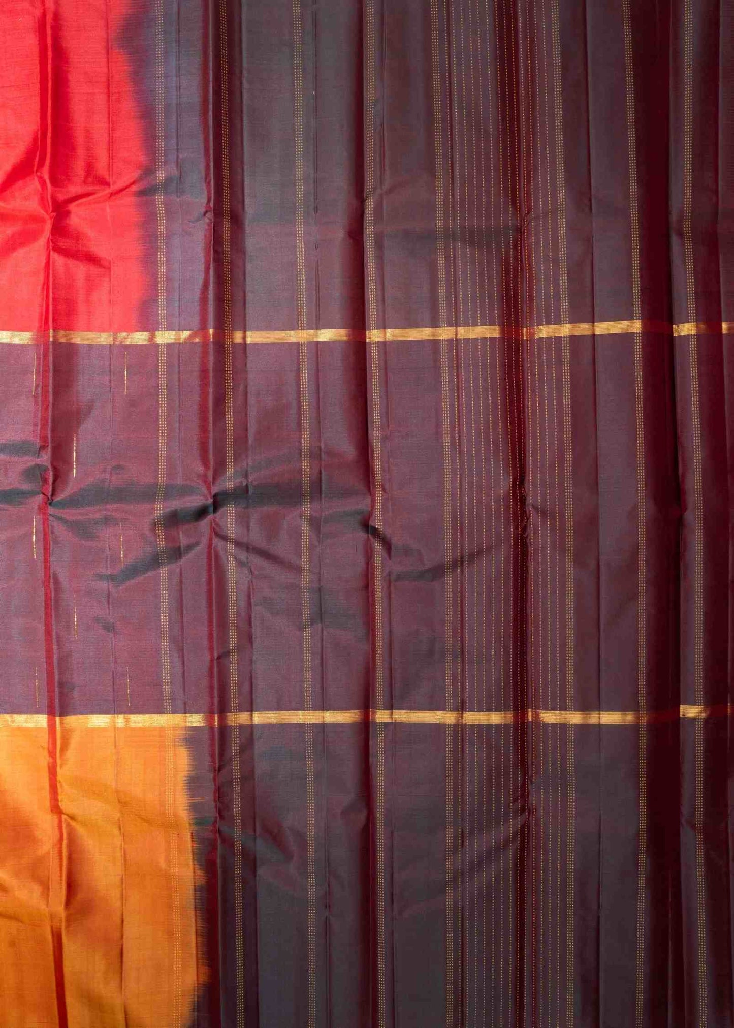 Kanjivaram Pure Silk Three Colour Saree With Blouse