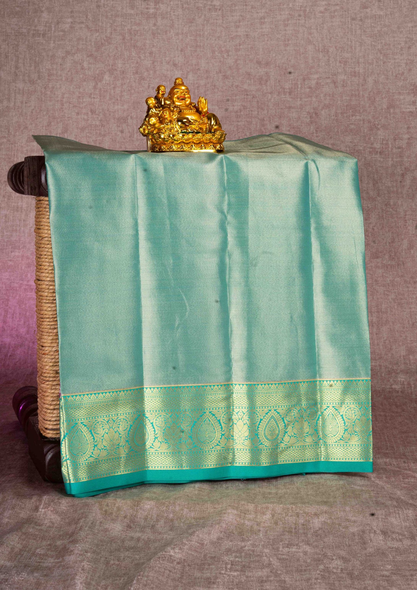 Mix Pattu Pavadai (Light Pink Tissue) With Rexona Green Blouse 18"