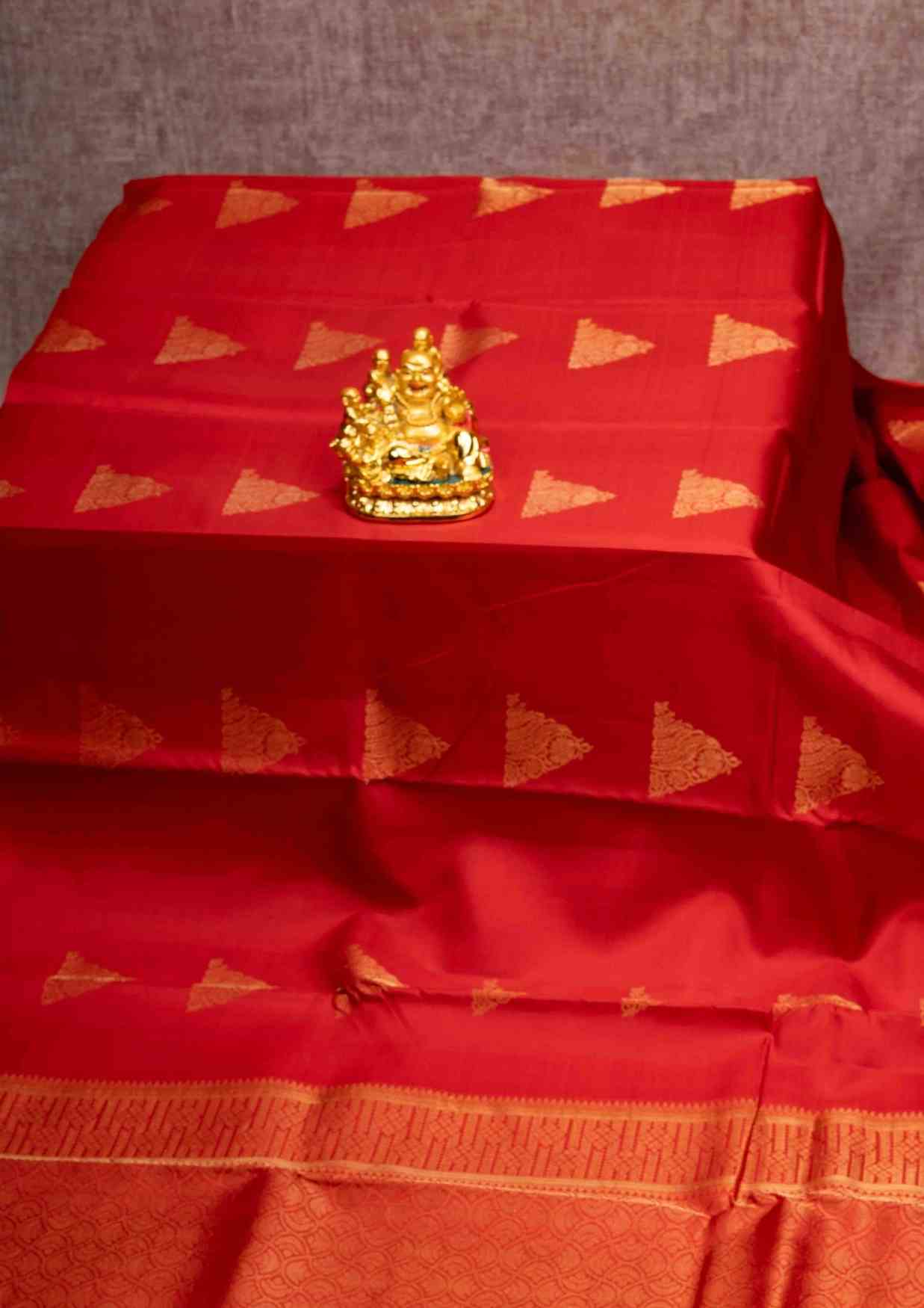 Kanjivaram Pure Silk Saree Red Colour WithOut Fancy Border
