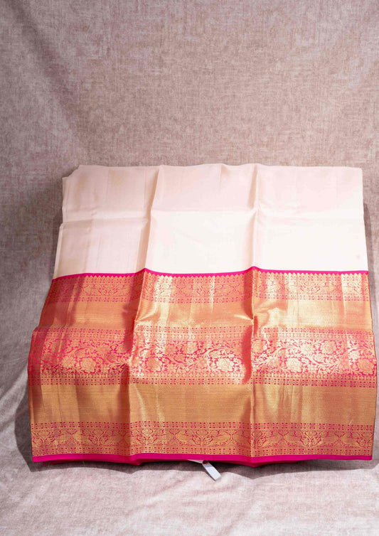 Pure Silk Pattu Pavadai ( Sandal ) With Pink Blouse  44"