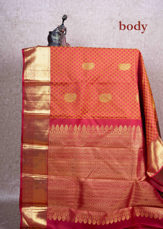 Kanjivaram Brown Pure Silk Jacquard Saree With Brown Blouse