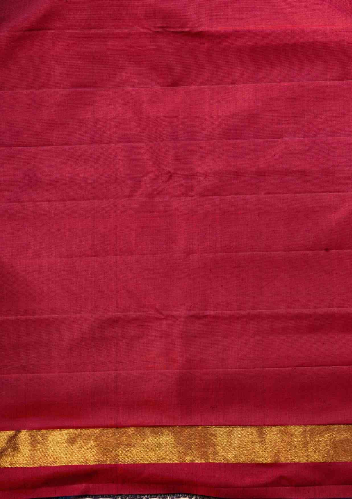 Kanjivaram 8kol Pure Silk Saree Rising Border Black & Gold  With Maroon Blouse