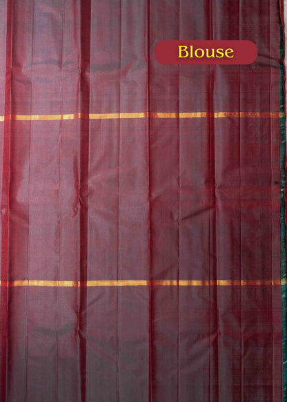 Kanjivaram Pure Silk Three Colour Saree With Blouse