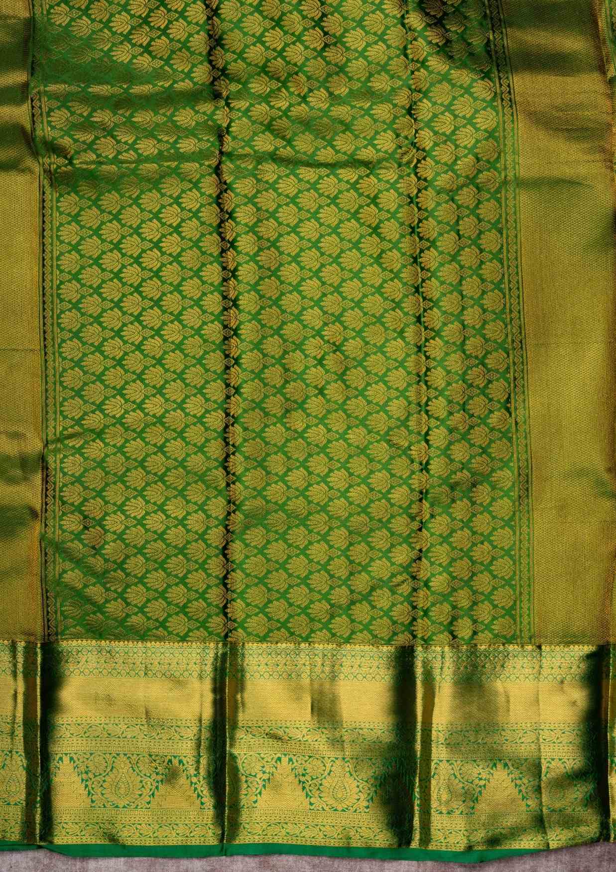 Mustard Yellow Puremix Silk Saree With Green Blouse