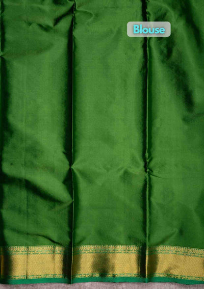 Mustard Yellow Puremix Silk Saree With Green Blouse