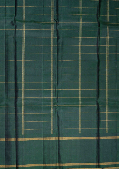 Kanjivaram Pure Silk Saree Olive Mustard Yellow With Bottle Green Blouse