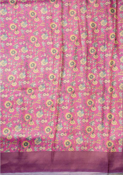 Fancy Soft Tissue Saree Pink With Grand Blouse
