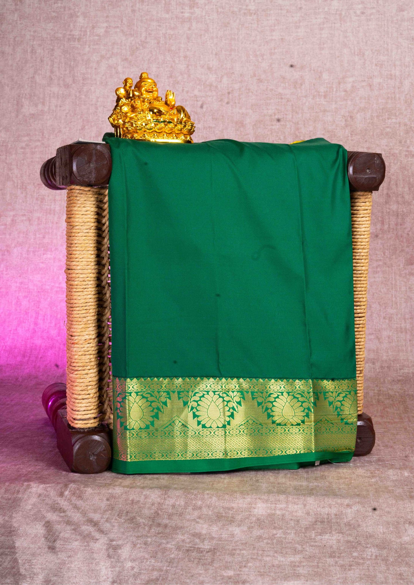 Mix Pattu Pavadai ( Yellow ) With Green Blouse 18"