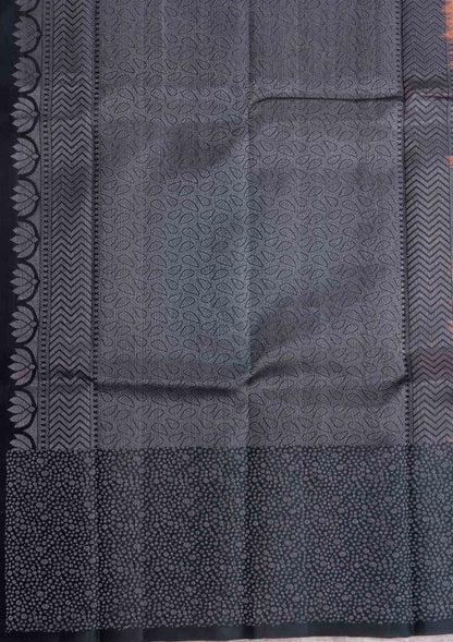 Kanjivaram Pure Silk Saree Dual Tone Red & Peach With Black Blouse