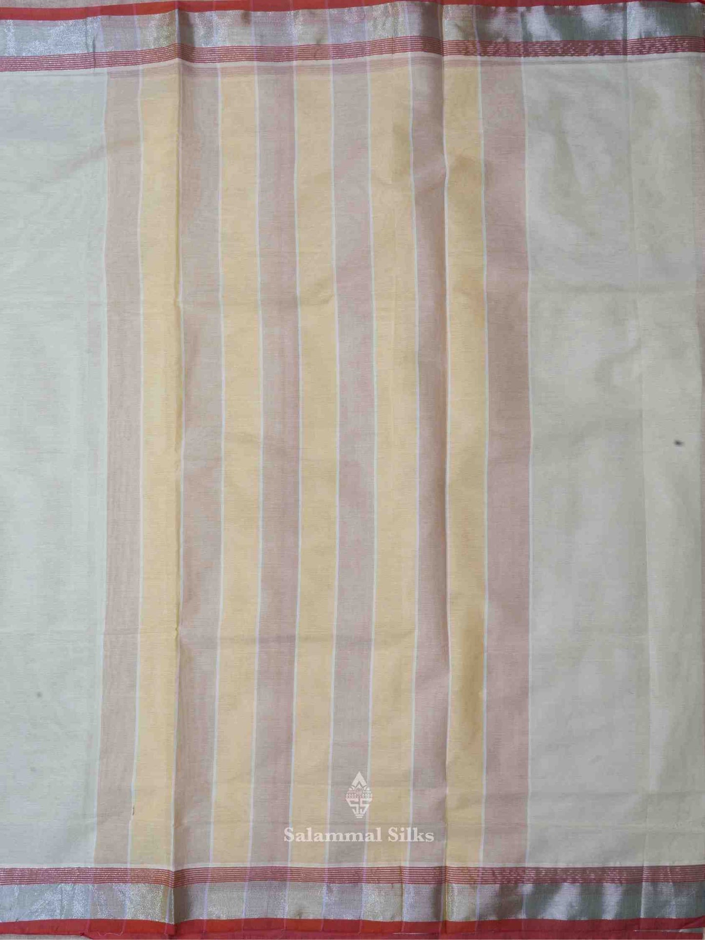 Light Elaichi Color Cotton Saree with Silver Jari Tissue border and Running Blouse