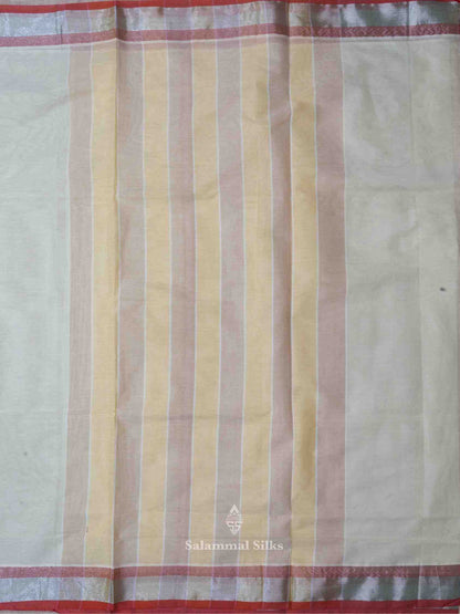 Light Elaichi Color Cotton Saree with Silver Jari Tissue border and Running Blouse